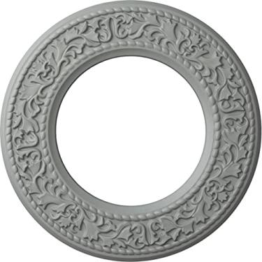 Imagem de Medalhão de teto Ekena Millwork CM13BLACS Jet Blackthorn, 13-3/8" x 7-1/2" x 3/4", cobre antigo, 13 3/8"OD x 7 1/2"ID x 3/4"P (Fits Canopies up to 7 1/2"), Primed