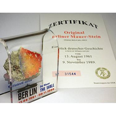Imagem de Peça original da parede real de Berlim montada em tela acrílica com certificado de autenticidade - Lembrança autêntica de artefato alemão histórico da Europa - MÉDIO 7.6 cm x 7.6 cm - Tema de cidade