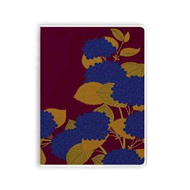 Imagem de Caderno de capa macia com estampa de flores da cultura japonesa dourada azul