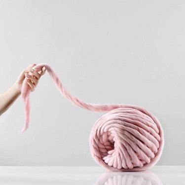 Imagem de 100% lã grossa fio gigante volumoso roving fio quente macio tricô lã merino crochê DIY tecelagem cobertor artesanal decoração de casa, rosa, 250 g