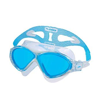 Imagem de Óculos de Natação Tipo Máscara, Speedo, Omega, Proteção UV e Antifog, SoftFrame, Vedação G - Branco Azul