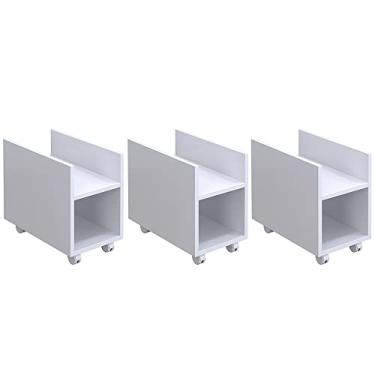 Imagem de Kit 03 Suportes Para Cpu E Nobreak Com Rodízios Guide L03 Branco - Lyam Decor