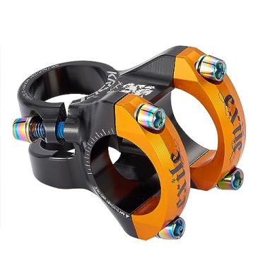 Imagem de Hastes de guidão de bicicleta 28,6 x 31,8 mm liga de alumínio CNC ultra leve oco curto guidão elevação para a maioria das bicicletas, bicicleta de estrada, MTB, BMX, equipamento fixie, ciclismo (preto-laranja)