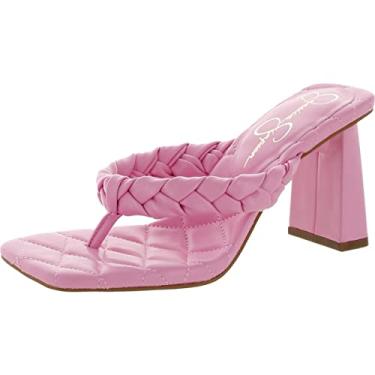 Imagem de Jessica Simpson Zaliye Sandália feminina de salto alto trançada, Rosa bolha, 6