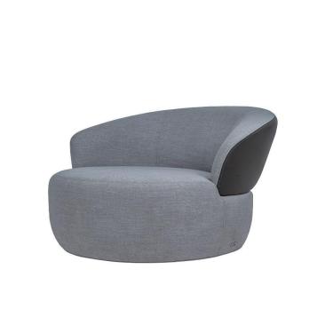 Imagem de Poltrona Orquídea Base Giratória Em Aço Carbono E Costas Revestida De Couro Sintético Veludo Cinza