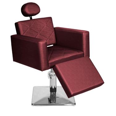 Imagem de Cadeira Poltrona Cabeleireiro Evidence Reclinável Ap Bordô