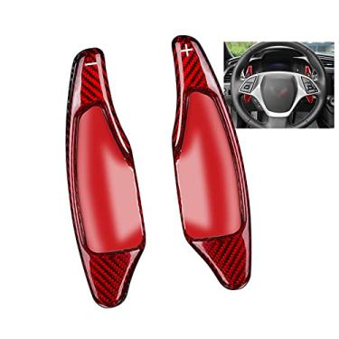 Imagem de HIBEYO Capa de extensão para câmbio de remo Chevrolet para Chevrolet Corvette C7 substituição de fibra de carbono acessórios de câmbio de volante - vermelho carbono