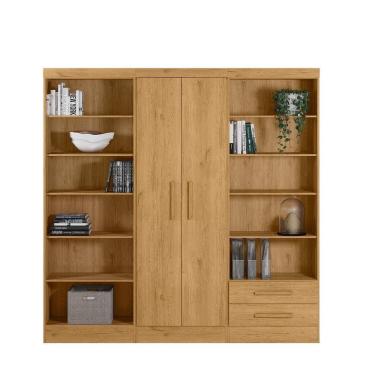 Imagem de Conjunto Escritório Home Office 03 Peças 02 Portas 02 Gavetas Qmovi Freijó