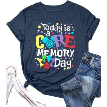 Imagem de Camiseta mágica feminina engraçada Today is A Core Memory Day com estampa de letras fofas de férias em família, Azul, GG