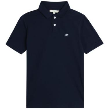 Imagem de AEROPOSTALE Camisa polo para meninos - Camisa polo piqué de manga curta de ajuste clássico - Camisa de golfe elástica confortável para meninos (4-16), Azul marino, 14-16