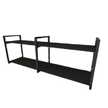 Imagem de Prateleiras Industrial Duplo Nicho Micro-ondas Forno Air Flyer Cozinha Kit Completo (Preto, 80cm)