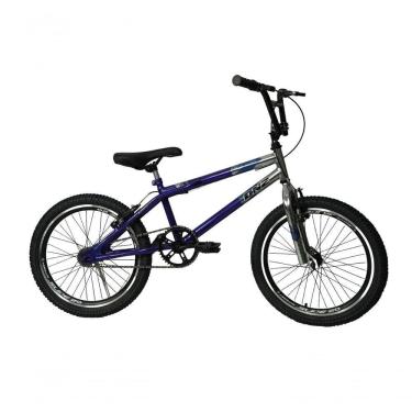 Imagem de Bicicleta Aro 20 Bmx Cross Free Style Cromada Com Azul