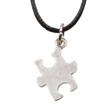 Imagem de EDCRFV Pingente Pingente Quebra-cabeça Peça de Quebra-Cabeça Pingente de Conscientização do Autismo Feminino Couro Preto Presente
