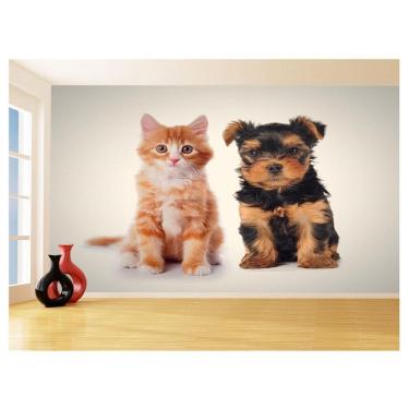 Imagem de Papel De Parede 3D Animais Cão Gato Petshop 3,5M Anm412