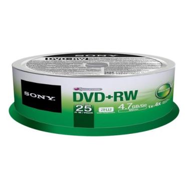 Imagem de Sony DVD 25DPW47SP + RW 4X 4,7 GB de eixo regravável, pacote com 25