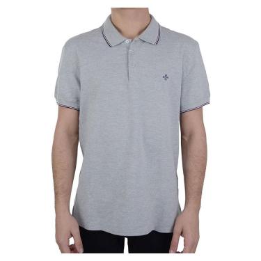 Imagem de Camisa Polo Masculina Dudalina MC Frisos Cinza Mescla Claro - 7701223530-Masculino