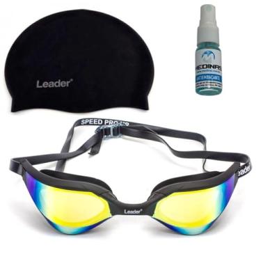 Imagem de Kit Natacao �culos Leader Speed Pro + Touca Silicone Leader + Spray AntiFog