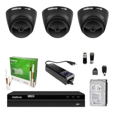 Imagem de Jogo Monitoramento Via App 3 Câmeras Segurança Black Intelbras Dvr Mhdx Fonte
