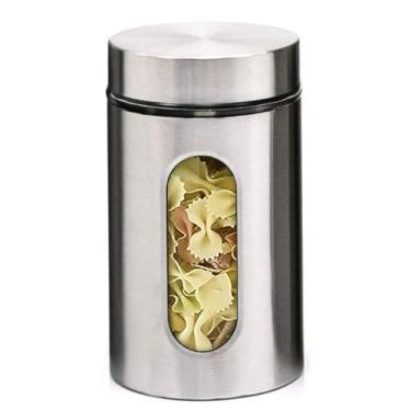 Imagem de Pote Porta Mantimento De Inox Com Visor De Vidro 1 Litro - Mimo Style