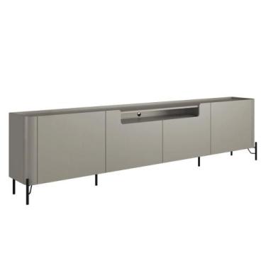 Imagem de Rack com 4 Portas Lisas 220cm para Sala 100% MDF Pés Metal - Casa Lar 