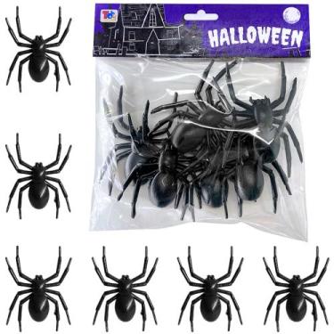Imagem de Decoração Festa Halloween Dia Bruxas 24 Aranhas de Plástico - Toy Mast