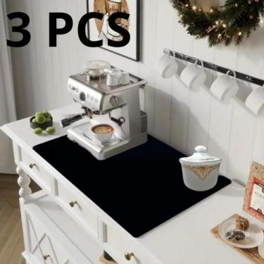 Imagem de 3 Peças, Protetor Base de Superfície para Cafeteira, 70x50cm, Preto, L