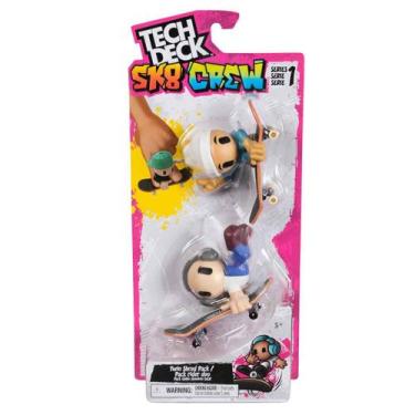 Imagem de Pack 2 Skate de Dedo Bonecos SK8 CREW (Toca Branca)Tech Deck