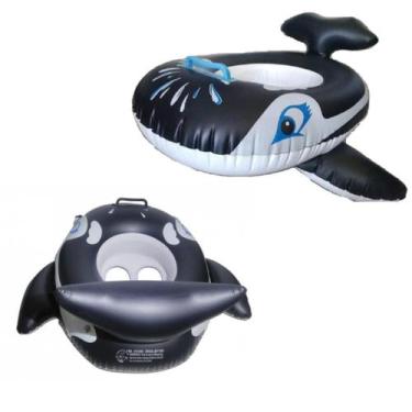 Imagem de Boia inflável infantil Baleia orca crianças piscina perninha - carinho