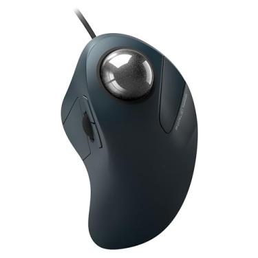 Imagem de PORLEI Mouse trackball com fio para mãos grandes, design ergonômico reduz o pulso e a tensão muscular, rastreamento de precisão com fácil controle de dedo indicador, compatível com PC, laptop, Windows