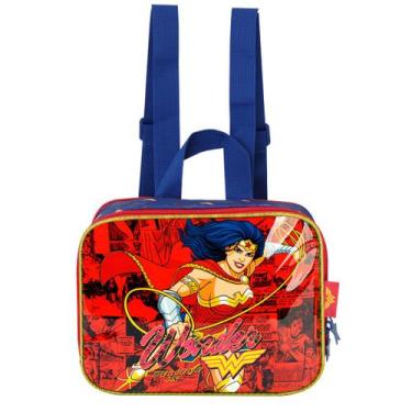 Imagem de Lancheira Térmica Mulher Maravilha Escolar Infantil Vermelha - Luxcel,