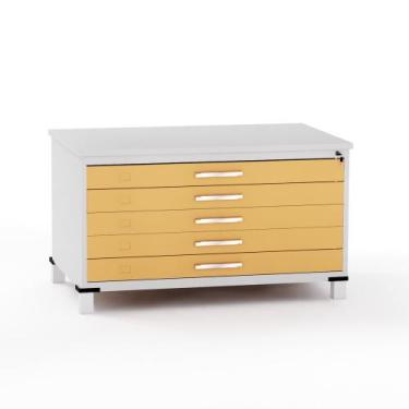 Imagem de Mapoteca em Aco 05 Gavetas Pandin Cinza e Laranja Picasso