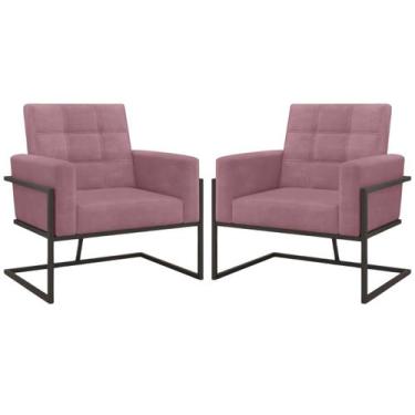 Imagem de kit 2 Poltronas Base de metal para Manicure Sala de Estar Decorativa C