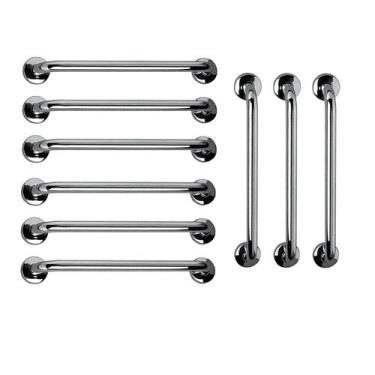 Imagem de Barra de Apoio 60cm Aço Inox Kit 9 Unidades Suporte Idoso Gestante Cri