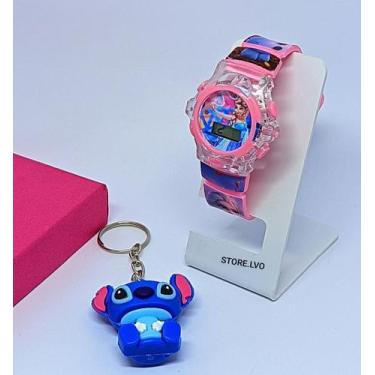 Imagem de Kit Relógio Infantil Digital Pisca Luz Led + Chaveiro Personagem Mini 