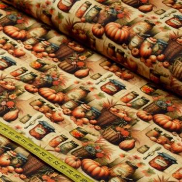 Imagem de Tecido Estampado Para Patchwork - Country Life : Abóbora com Cesto (0,