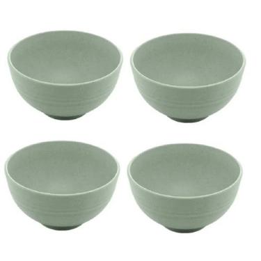 Imagem de Kit 4 Tigelas Bowl Fibra de Bambu 350ml Sobremesas Sorvetes - Fx, Verd