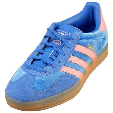 Imagem de adidas tênis feminino gazelle indoor, azul/semi rosa spark/goma, tamanho 7,5