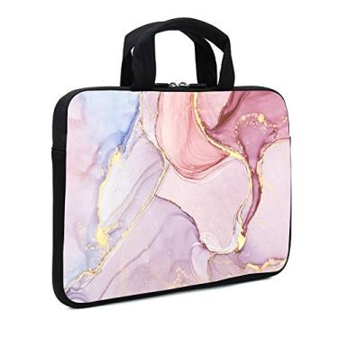 Imagem de XMBFZ Capa para laptop de 39.6 cm, 35.6 cm, 38.1 cm, 39.1 cm, capa Ultrabook, capa para notebook, bolsa mensageiro, tablet, capa de neoprene (mármore rosa)