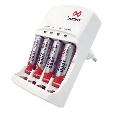 Imagem de Carregador De Pilha AA/AAA/9V + 4 Pilhas Recarregaveis AAA 1000 mah Mo