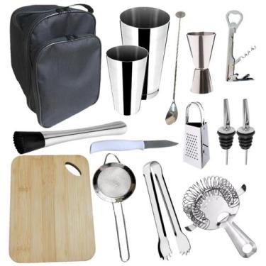 Imagem de Kit Barman Bolsa Colher Bailarina Coq. Profissional 15Pç W2 - Nls