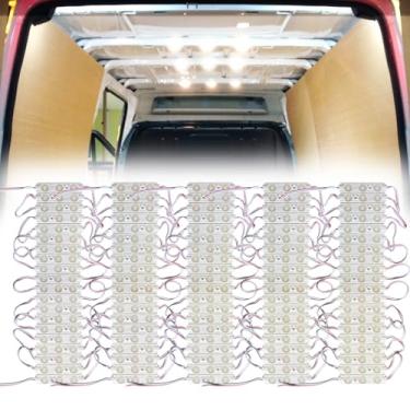 Imagem de Ampper Kits de luzes de van interior de 12V 300 LEDs, luzes de teto de LED para Van RV Barcos Caravans Trailers VW LWB e mais (100 módulos, branco)