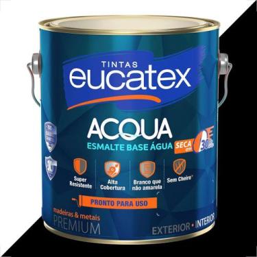 Imagem de Tinta esmalte sintetico eucatex 3600ml base agua preto brilhante pront