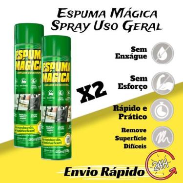 Imagem de kit 2 Espuma Mágica Spray Uso Geral 400ml  Limpador a Seco ProAuto (En