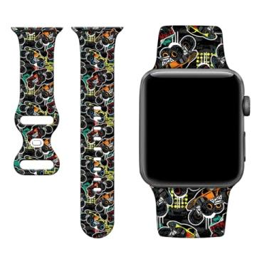 Imagem de Pulseiras masculinas de silicone macio para carro, caminhão, compatível com Apple Watch SE séries 9, 8, 7, 6, 5, 4, 3, 2 e 1 de 38 mm, 40 mm e 41 mm