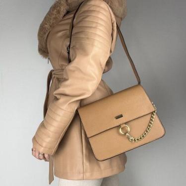 Imagem de Bolsa recuo em couro legítimo b.1066, Caramelo