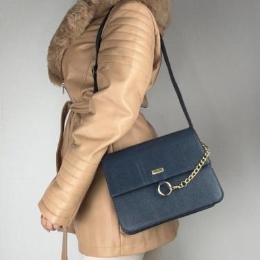Imagem de Bolsa recuo em couro legítimo b.1066, Azul marinho