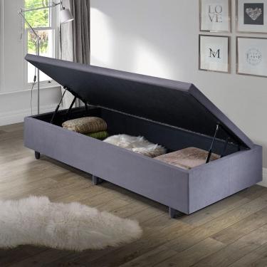Imagem de Base Box Baú Solteirão 96x203x42cm Suede Cinza