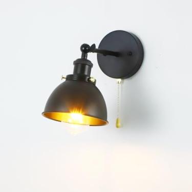 Imagem de Bagkcopp Luminária De Parede Industrial Preta Com Interruptor De Corrente, Luminária De Parede Para Cozinha, Banheiro, Quarto, Penteadeira, Corredor, Sala De Jantar (Preto - 15 Cm)