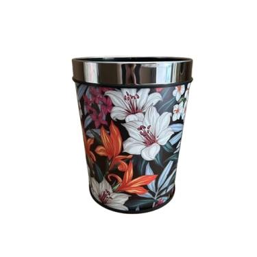 Imagem de Lixeira Lixeira Redonda de Plástico Cesto de Papel para Quarto, Sala, Cozinha e Escritório Lixeira Impressa com Anel de Pressão 6/13L Lixeira(Grande)