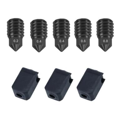 Imagem de Bocais de aço endurecido para X1/X1C/X1E/ P1P/P1S/Kobra S1 Combo/Adventurer 5M/5M Pro 0,2 mm 0,4 mm 0,6 mm 0,8 mm Bicos resistentes ao desgaste com cobertura extra de silicone para Bambu Labs